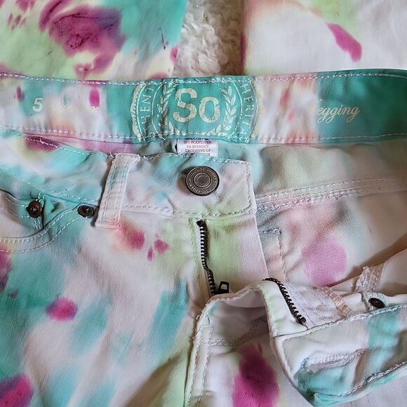 SO Clorful Pastel Tie Dyed‎ Low Rise Jeggings Pants Jeans Size 5 - Picture 8 of 9